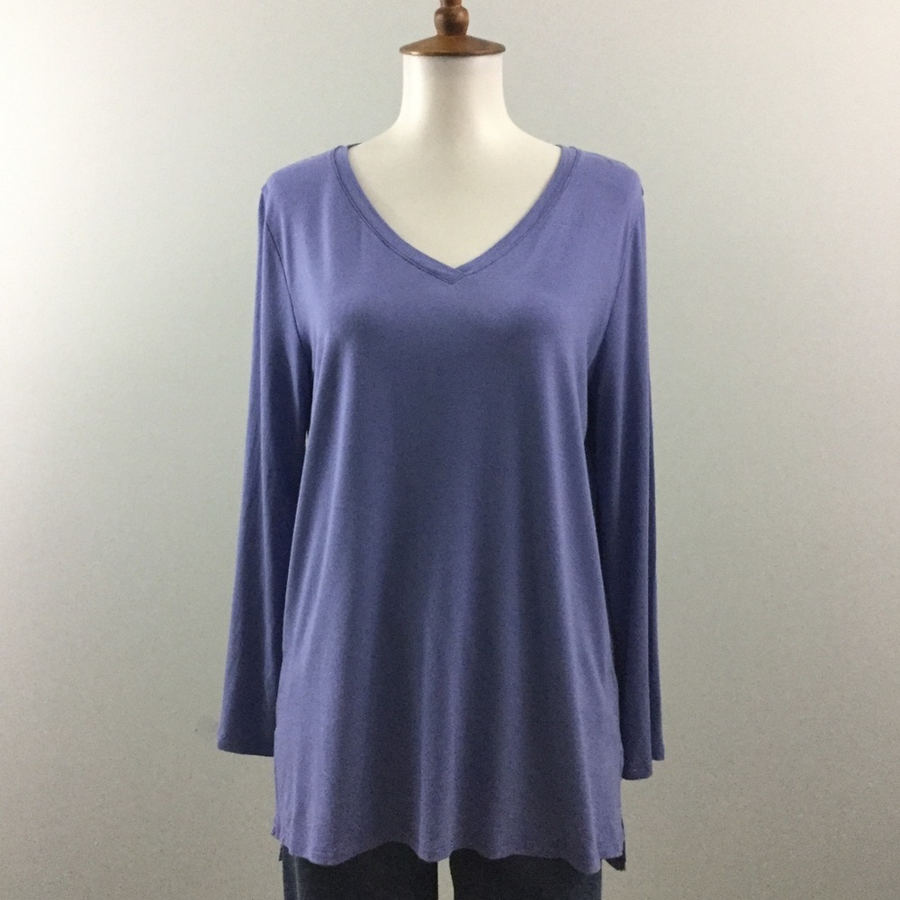 Eileen Fisher Periwinkle Three Quarter Sleeve Top Size S - Picture 2 of 8